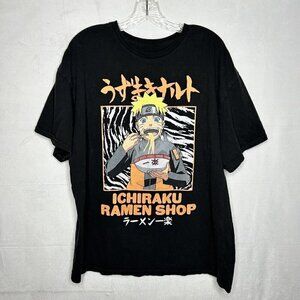 Naruto Shippuden T-Shirt Anime Ichiraku Ramen Shop Black Size XL 2002 Vtg